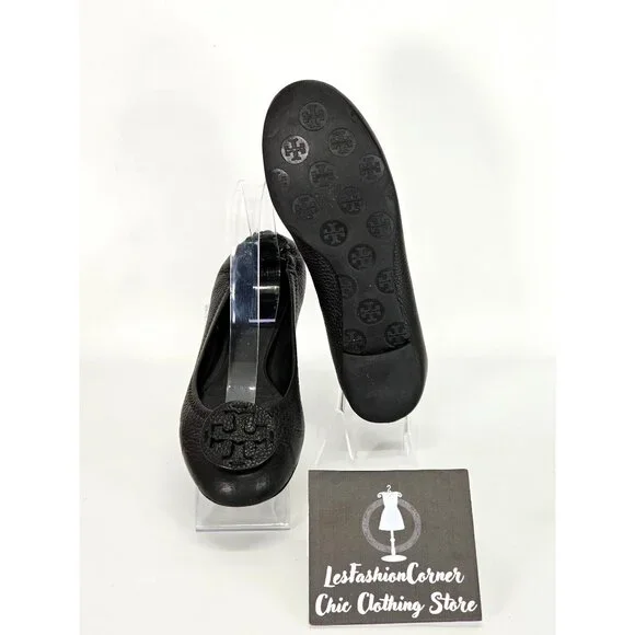 Tory Burch Women's Black Leather Ballet Flat Minnie Travel Flats Size 8 - Picture 6 of 14